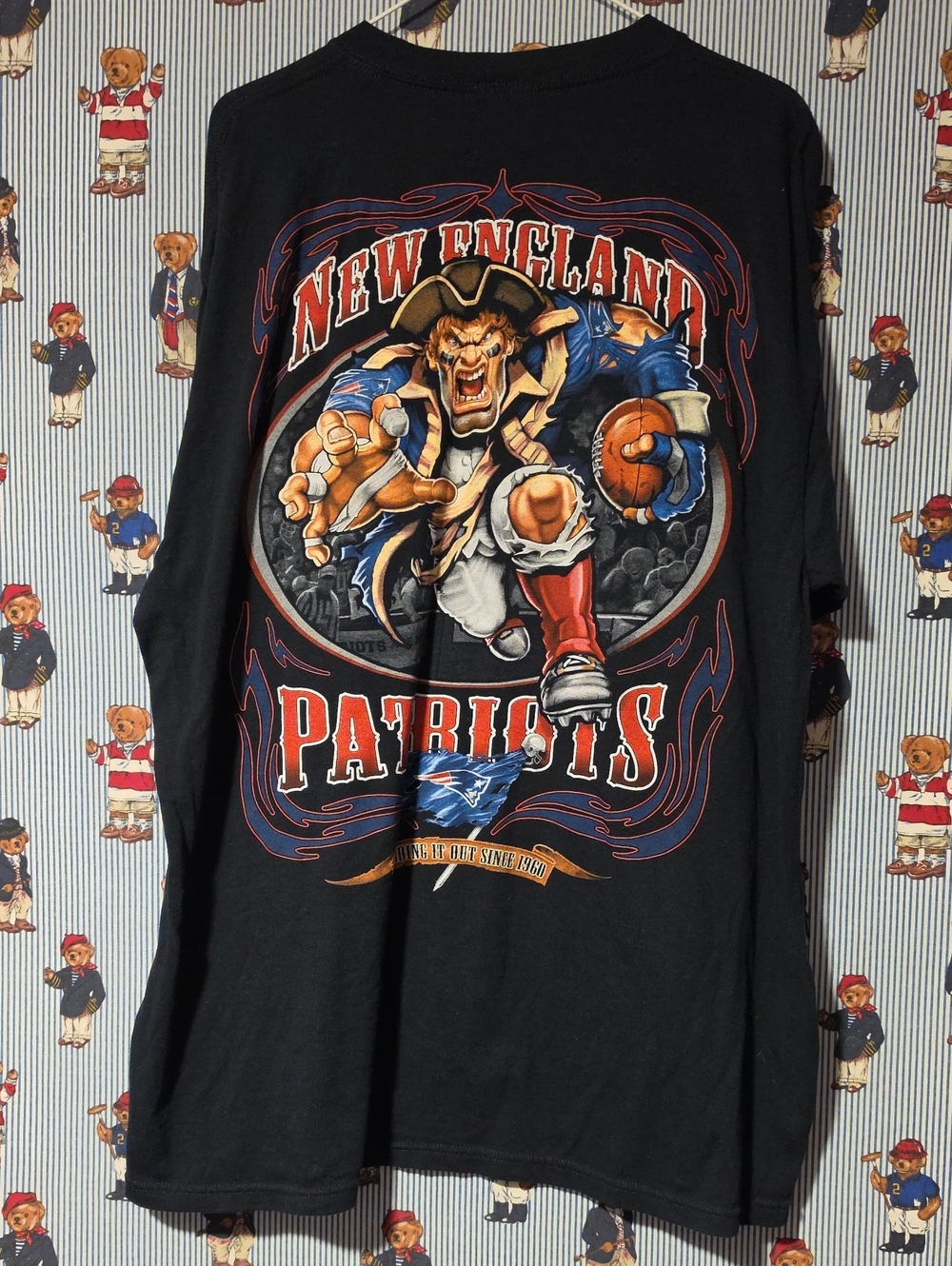 New England Patriots Vintage Retro Style Cartoon Mens T Shirt